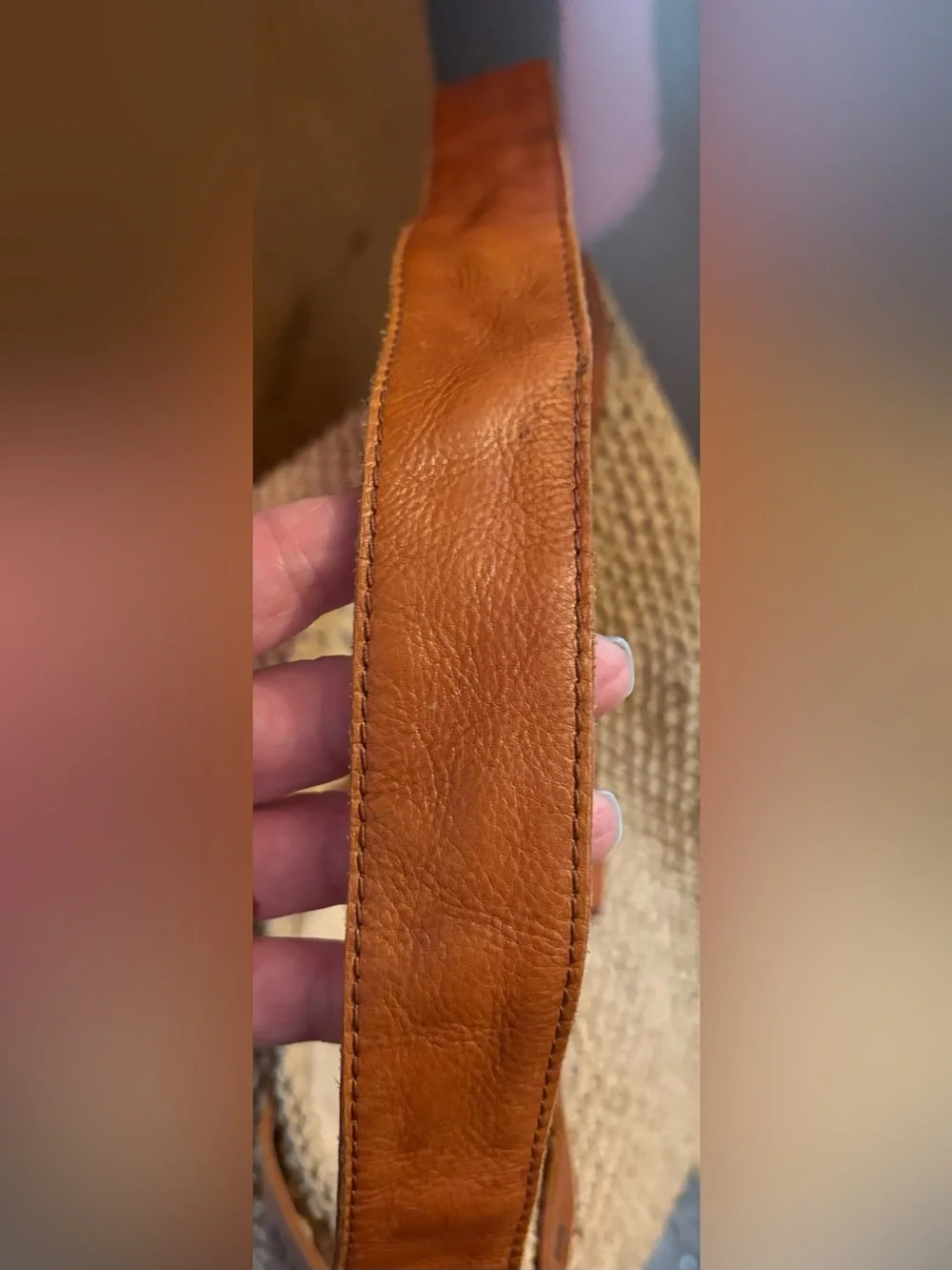 Lucky Brand Vintage Boho Crochet & Leather Shoulder Bag Tote